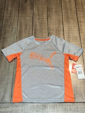 NWT Puma Kids Gray and Orange Short Sleeve Tee